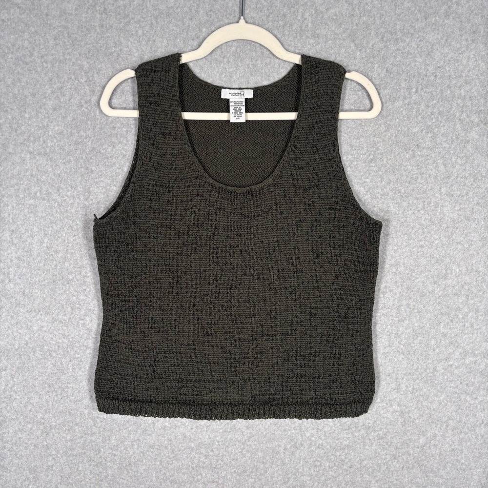 Vintage Northern Reflections Sweater Vest Tank Large Olive Shell Top Cottage